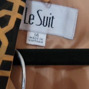 LeSuit, 14, black and burnt gold/yellow Suit. Jacket with Skirt to above knee